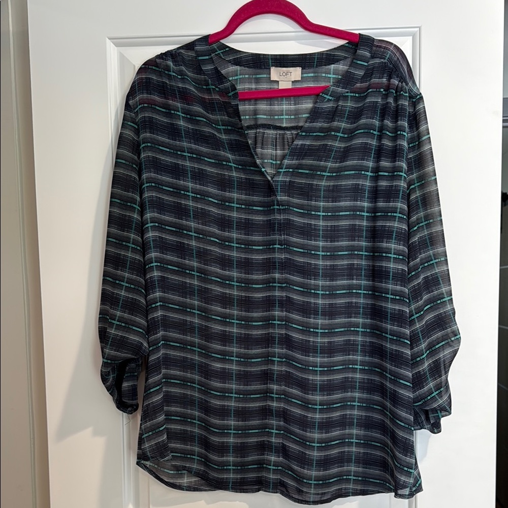 LOFT Blue Relaxed Buttoned Blouse
